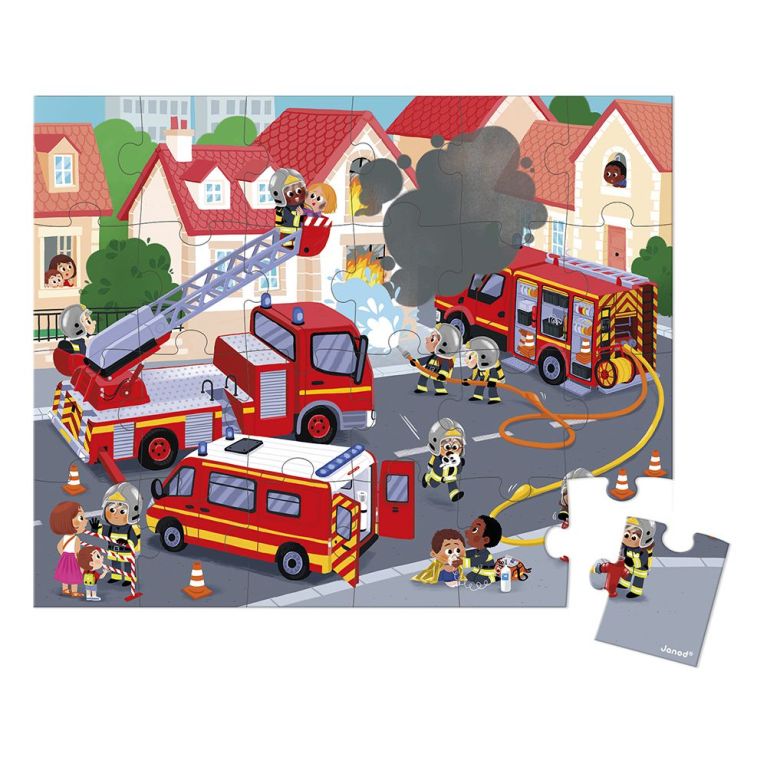 Puzzle d'observation pour enfant 24 pièces - Les pompiers