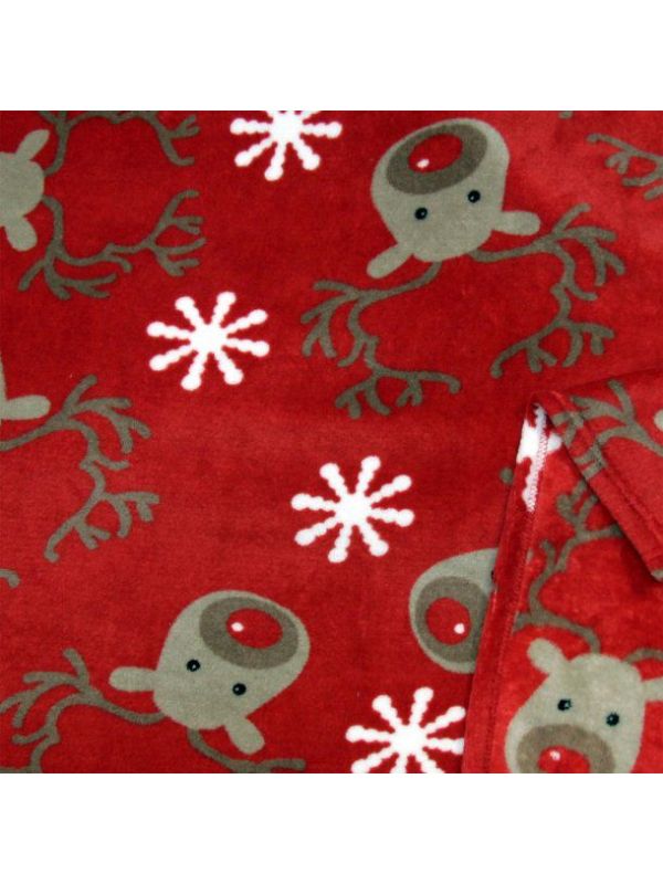 Plaid humoristique motif renne Rudolph 100% polyester