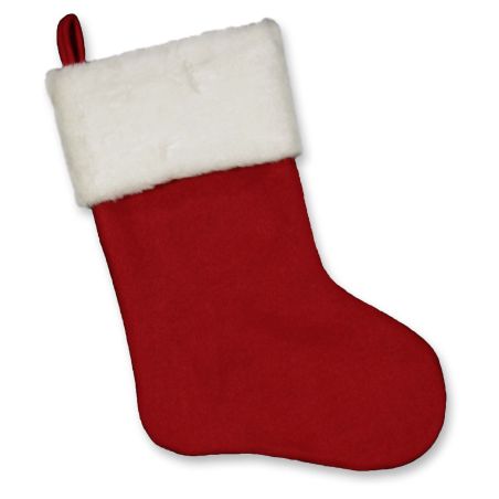 Chaussette de noël rouge avec fourrure blanche