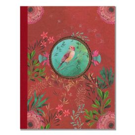 Carnet 17 x 22 cm, 96 pages blanches et lignées - "L"oiseau rose" - Izou