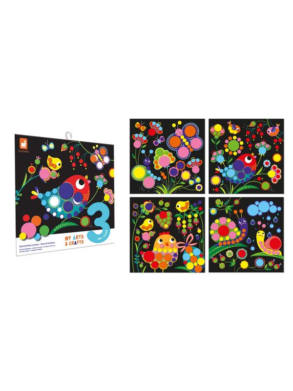 Kit créatif tableaux gommettes rondes -  animaux