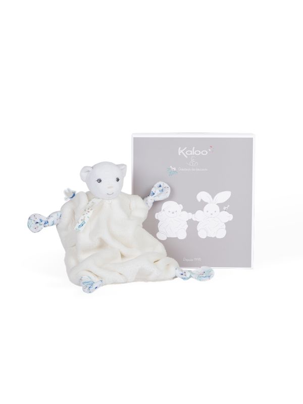 Doudou PLUME carré 20 cm - Nouvelle collection -ourson ivoire