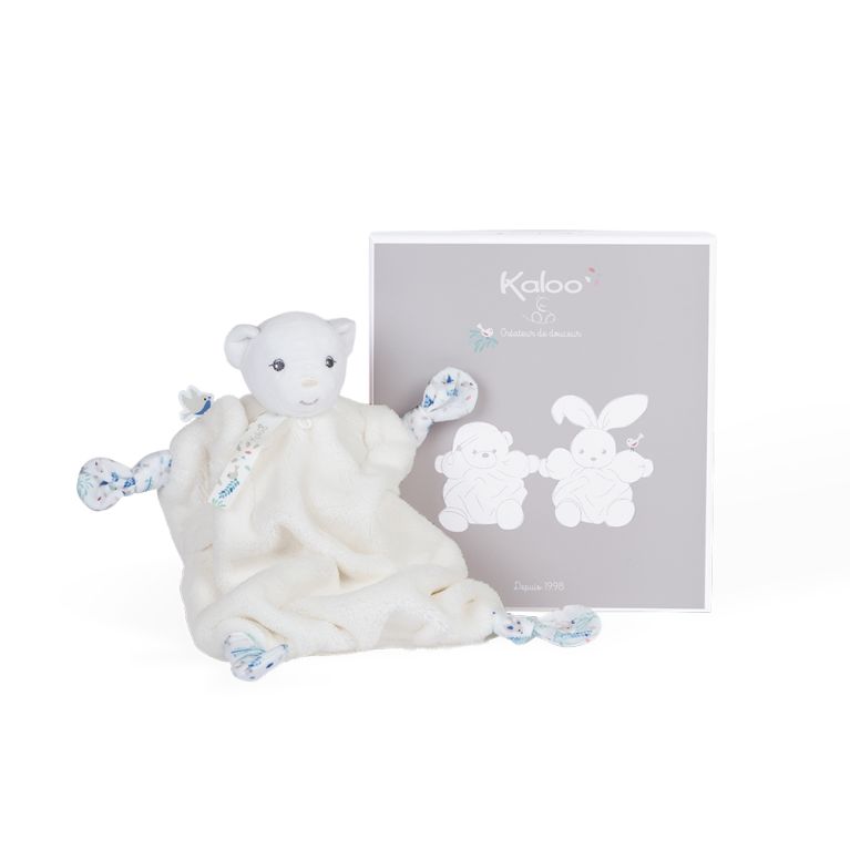 Doudou PLUME carré 20 cm - Nouvelle collection -ourson ivoire