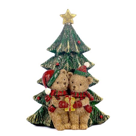 Calin d'ours au pied du sapin à poser - Haut 18 cm