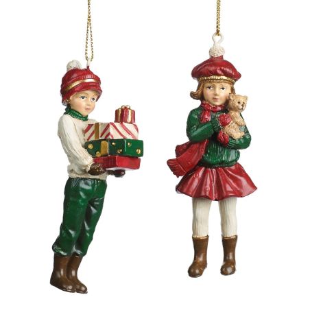 Suspension enfant dans leur habit de noël - 2 modèles différents