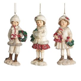 Suspension enfant dans leur manteau blanc de noël - 3 modèle différent