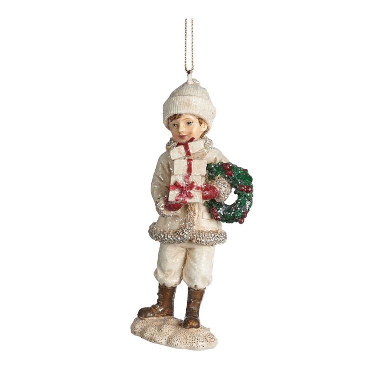 Suspension enfant dans leur manteau blanc de noël - Modèle 1