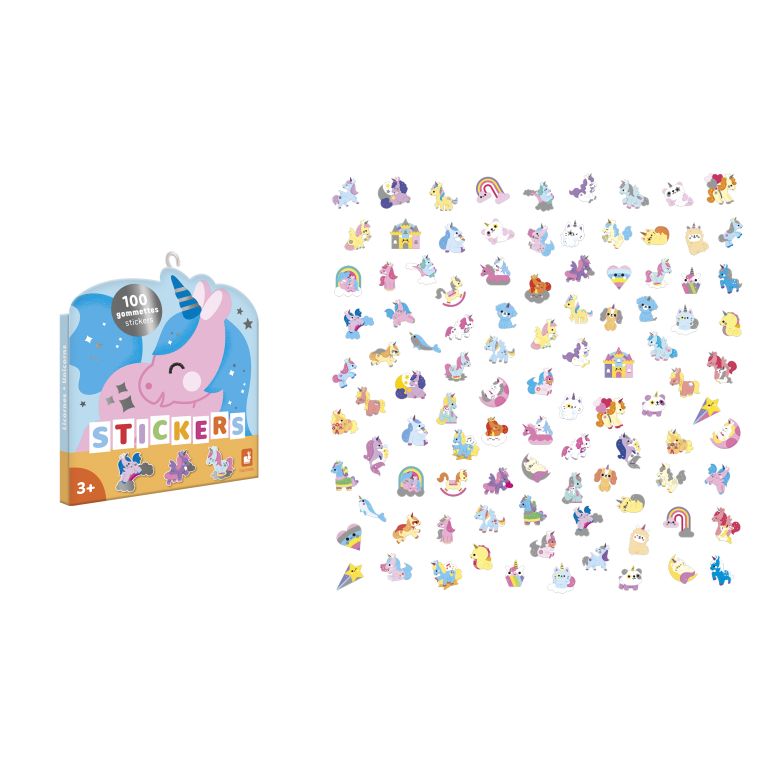 Gommettes stickers 100 autocollants licorne