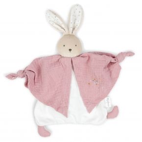 Doudou PETIT PAS carré 25 cm – Lapinou rose