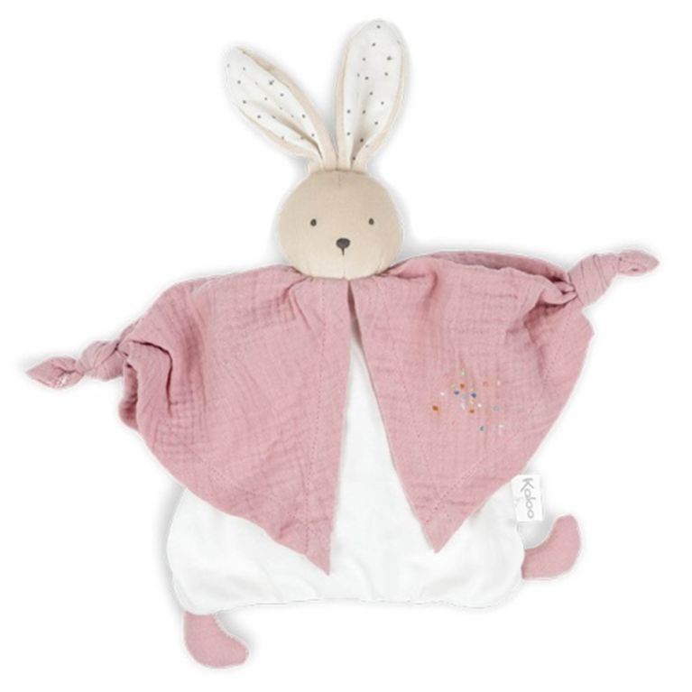 Doudou PETIT PAS carré 25 cm – Lapinou rose