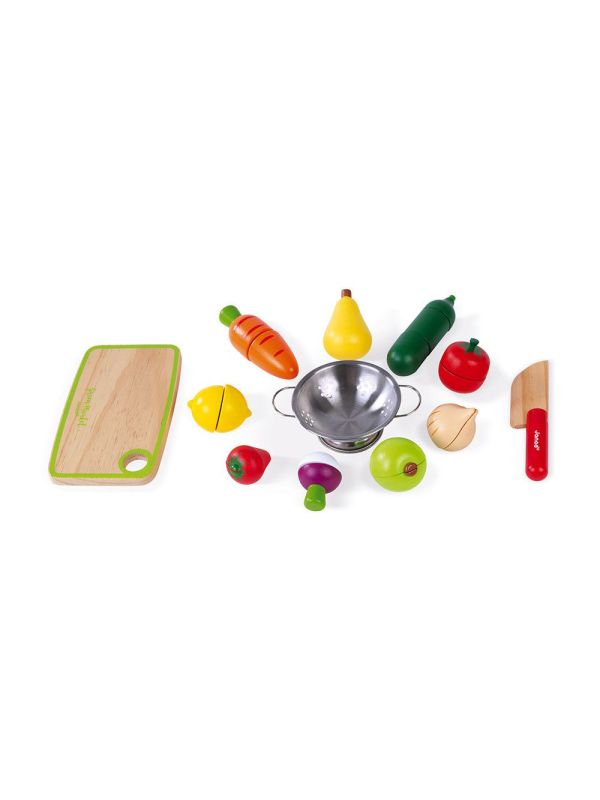 Cagette de fruits et légumes à découper en bois avec accessoires