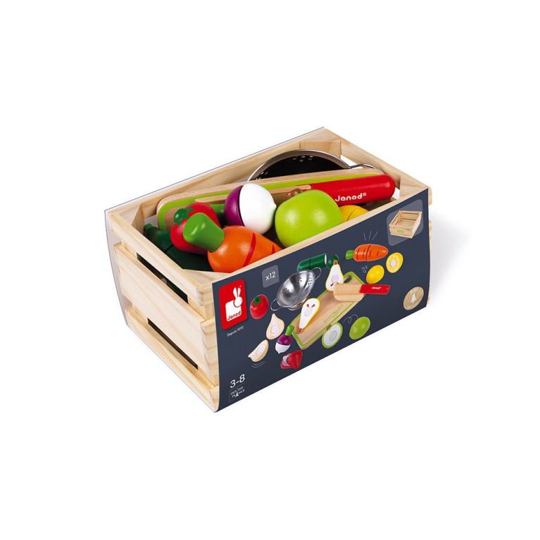 Cagette de fruits et légumes à découper en bois avec accessoires