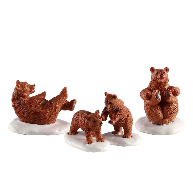 Figurine famille d'ours dans la neige