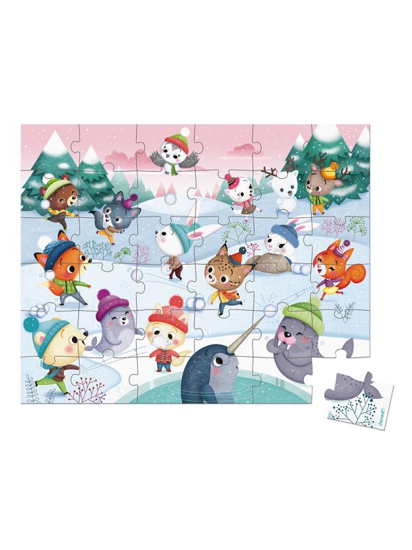 Puzzle pour enfant 36 pièces - Bataille de boule de neige