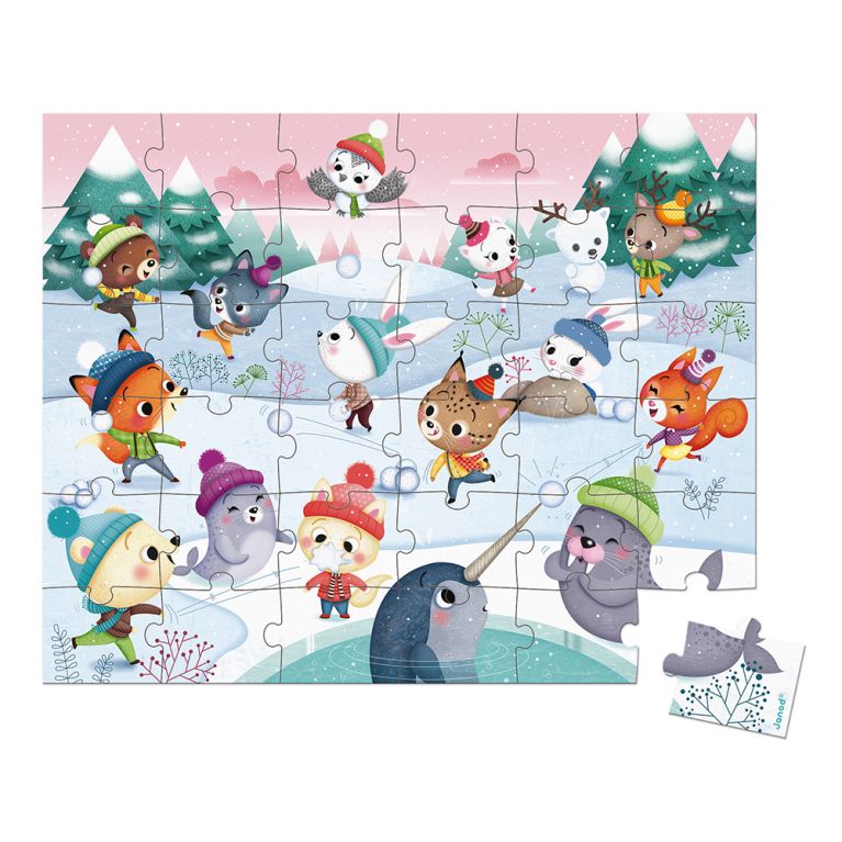 Puzzle pour enfant 36 pièces - Bataille de boule de neige