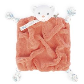 Doudou PLUME carré 20 cm - Nouvelle collection - ourson corail