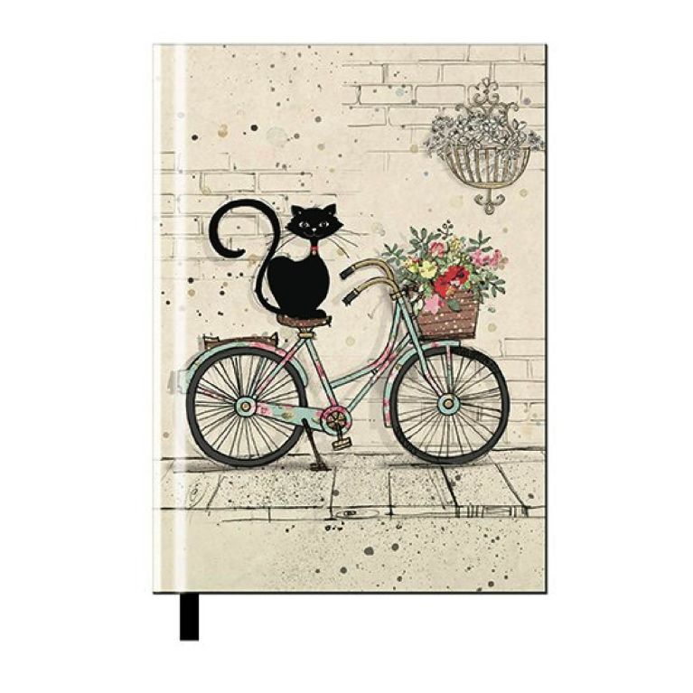 Carnet "Notebook" A5 collé et cousu - Chat vélo