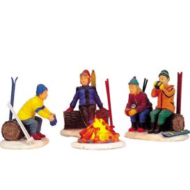Figurine feu de camp des skieurs