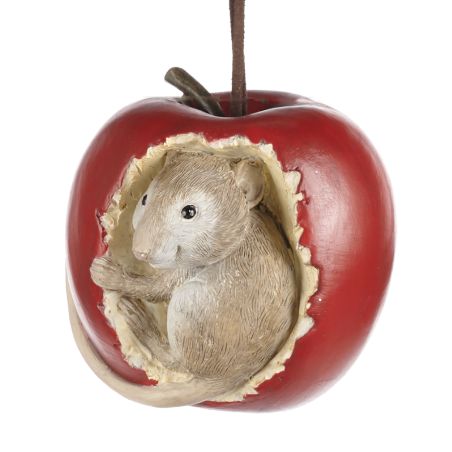 Figurine petite souris dans une pomme - Ø 8 cm