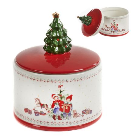 Boite à gâteau de noël en porcelaine - Ø 15.5 cm